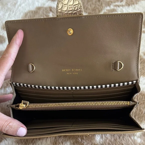 Henri Bendel Gold Clutch/Crossbody with Crocodile Embossing - Picture 4 of 4